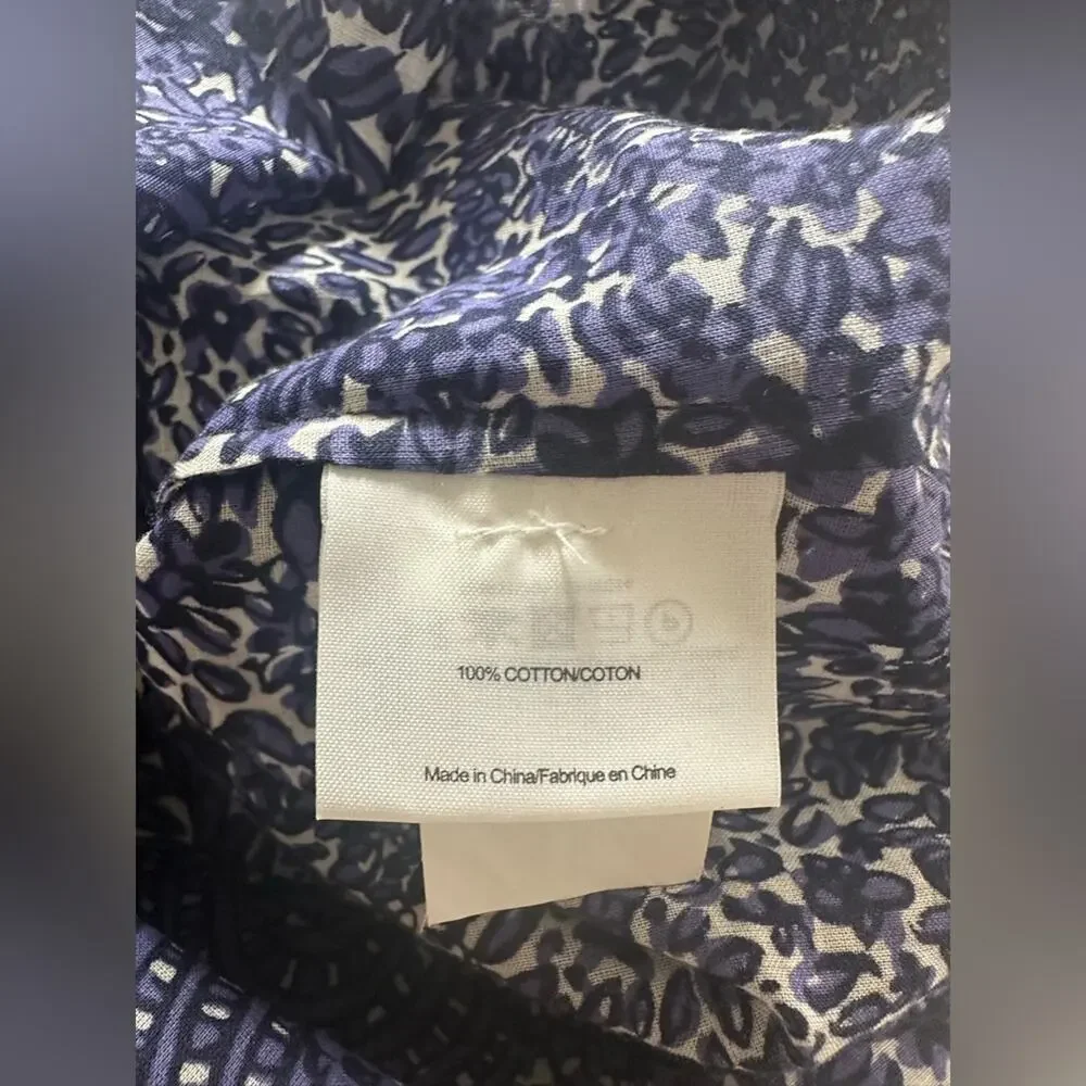 Tory Burch Blue White Print Cotton Tunic‎ Blouse Size 0 EUC Classic Resort Style